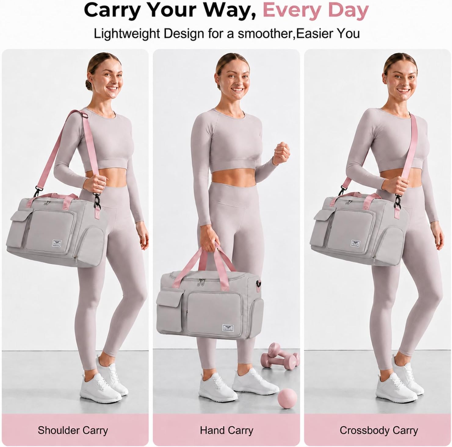 Thumbnail 6 de FIORETTO Gym Bag with Wet/Dry Pocket and Shoe Compartment – 30L, Foldable & Water‑Resistant