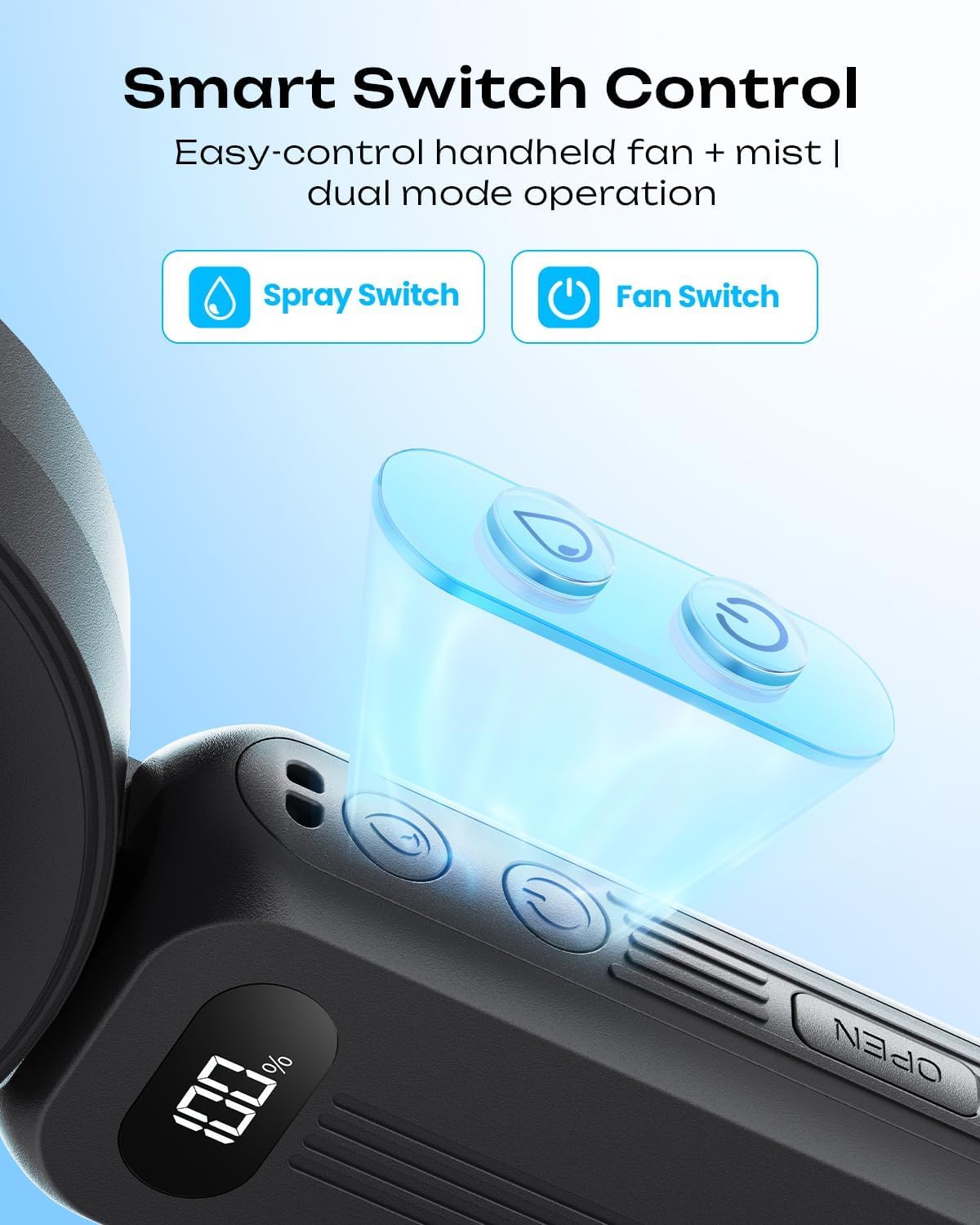 Thumbnail 6 de Otlonpe S-P6 Handheld Misting Fan, 4 Speeds, 120° Adjustable, USB-C