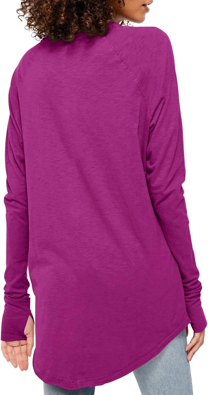 Detalle 2 de Fisoew Women's Long-Sleeve Tunic Top with Thumb Holes and Curved Hem