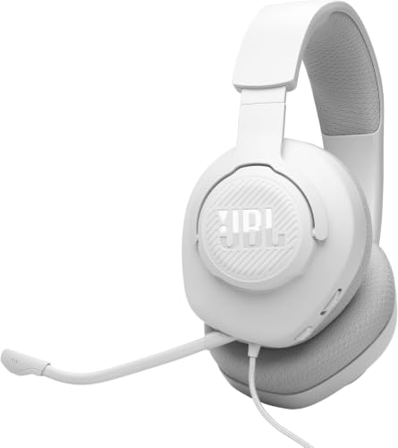 Detalle de JBL Quantum 100M2 Gaming-Headset mit 3,5-mm-Anschluss und abnehmbarem Mikrofon, Weiß