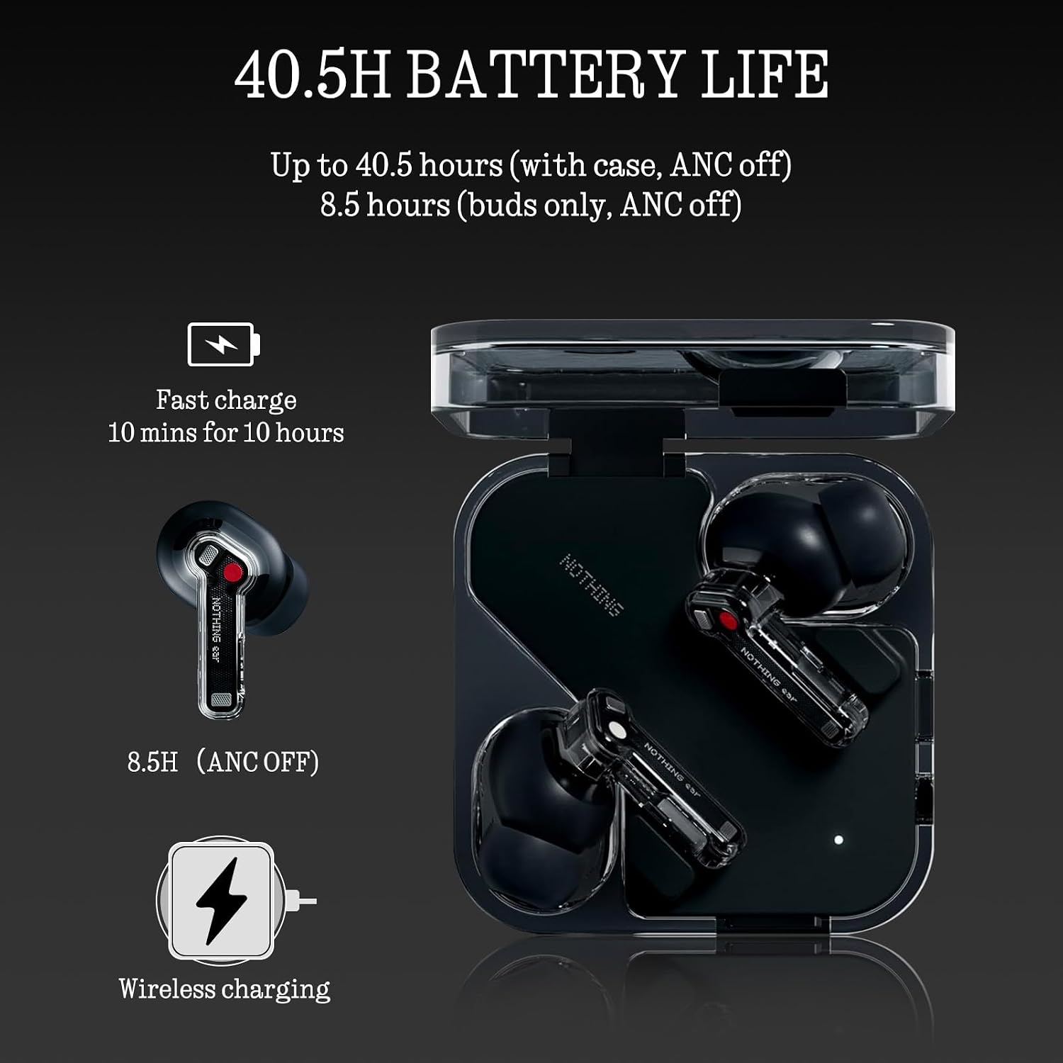 Thumbnail 3 de Nothing Ear Wireless ANC 45 dB Hybrid Earbuds
