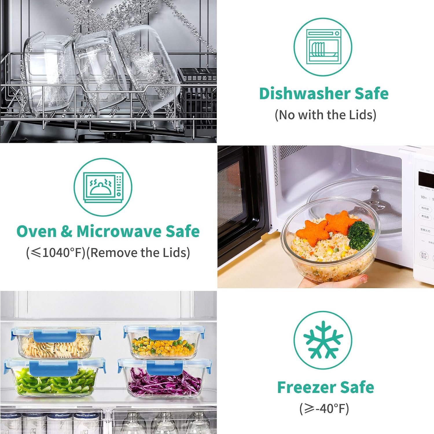 Detalle 2 de 34-Piece Glass Food Storage Set with Lids