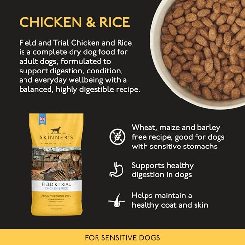 Detalle de Skinner’s Field & Trial Chicken & Rice – Complete Dry Adult Dog Food, Sensitive, Gentle Digestion, 15kg
