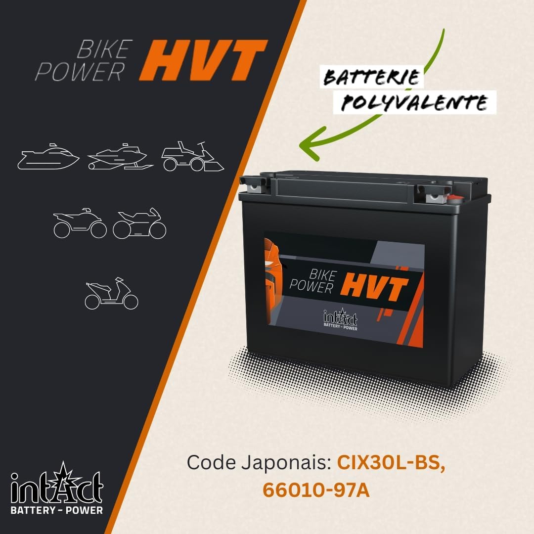 Thumbnail 3 de intAct HVT-02: Batterie de moto 12 V 30 Ah pour Harley-Davidson et bicylindres puissants