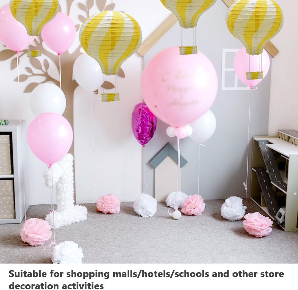Detalle de Hocansen 3Pcs Yellow Hot Air Balloon Paper Lanterns – 30 cm Hanging Lampshades