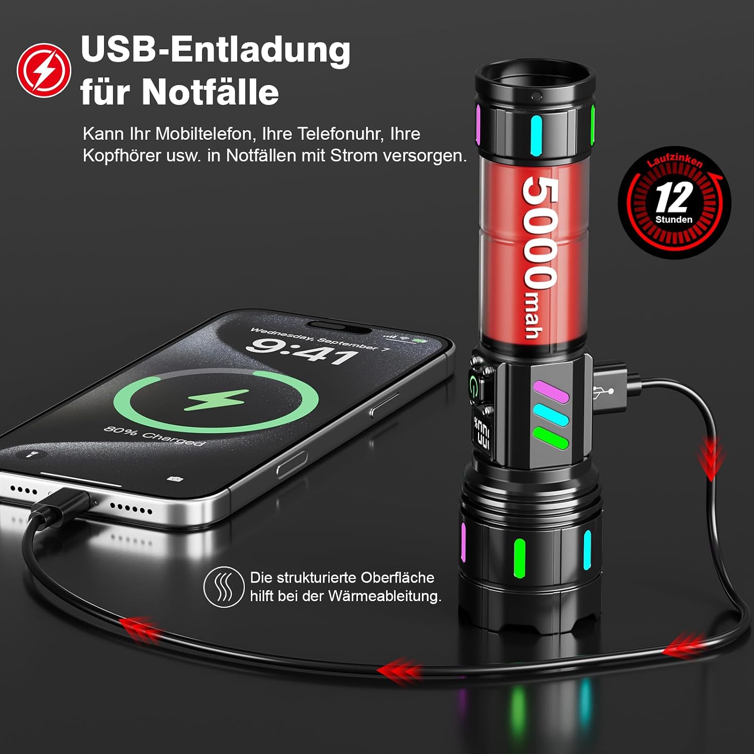 Detalle 2 de Shadowhawk S1618 Taschenlampe 500000 Lumen