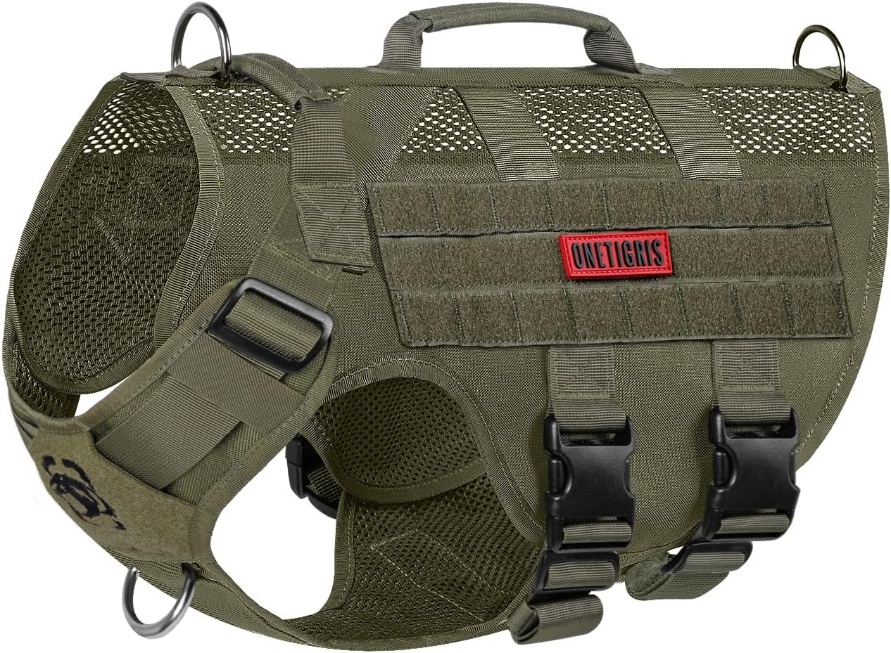 Detalle de OneTigris Hundegeschirr Mittelgroße Hunde – Air Mesh Anti‑Pull Tactical Geschirr mit 2 Griffe (Größe M)