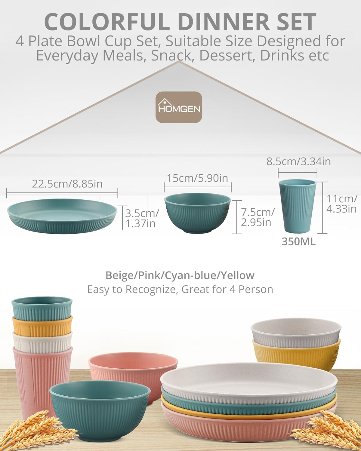Thumbnail 1 de HOMGEN 12Pcs Plastic Plates and Bowls set — reusable party crockery 🍽