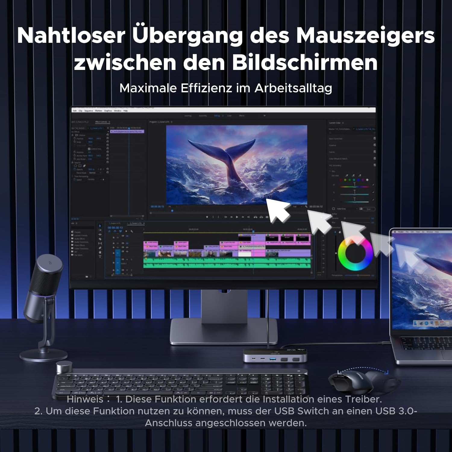 Thumbnail 2 de UGREEN 10Gbps USB Switch (USB-C) mit Fernbedienung – 2 PCs, 3× USB-A 3.2 + 1× USB-C 3.2