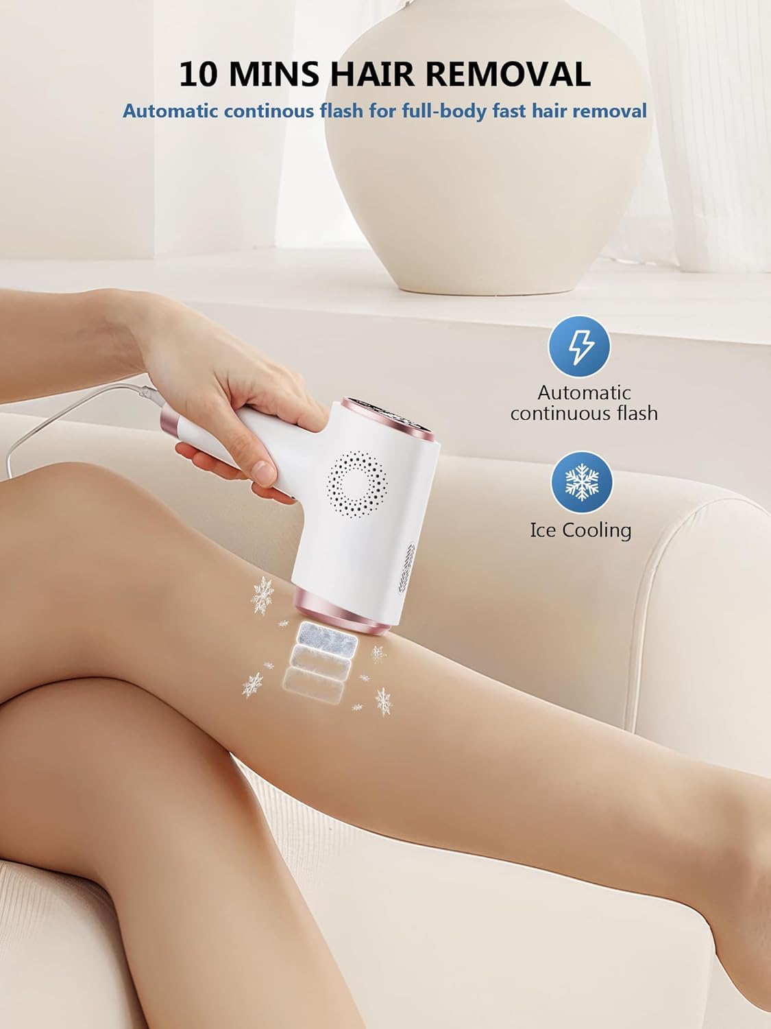 Detalle 2 de 21J IPL Laser Hair Removal Device for Women and Men 600nm 3 Functions & 9 Levels