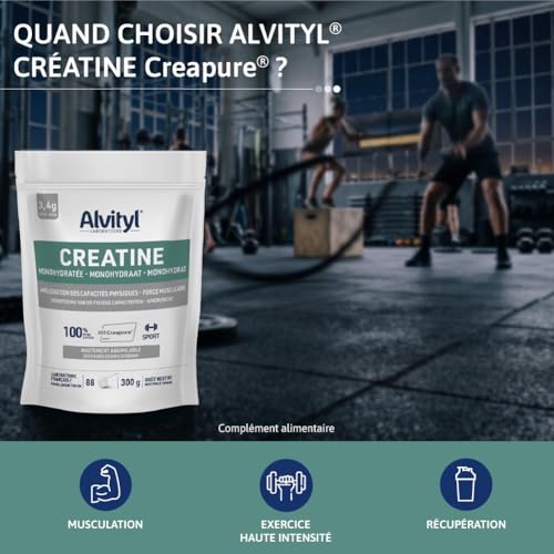 Detalle 2 de Alvityl Créatine Monohydratée Creapure 100% Pure – Poudre 300 g (88 portions)