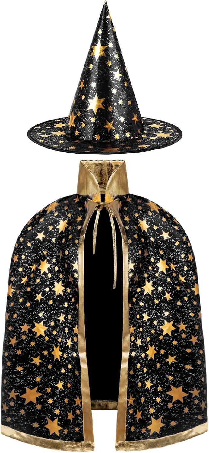 AYBUY Mantello da Strega con Cappello per Bambini – Set Magia Halloween