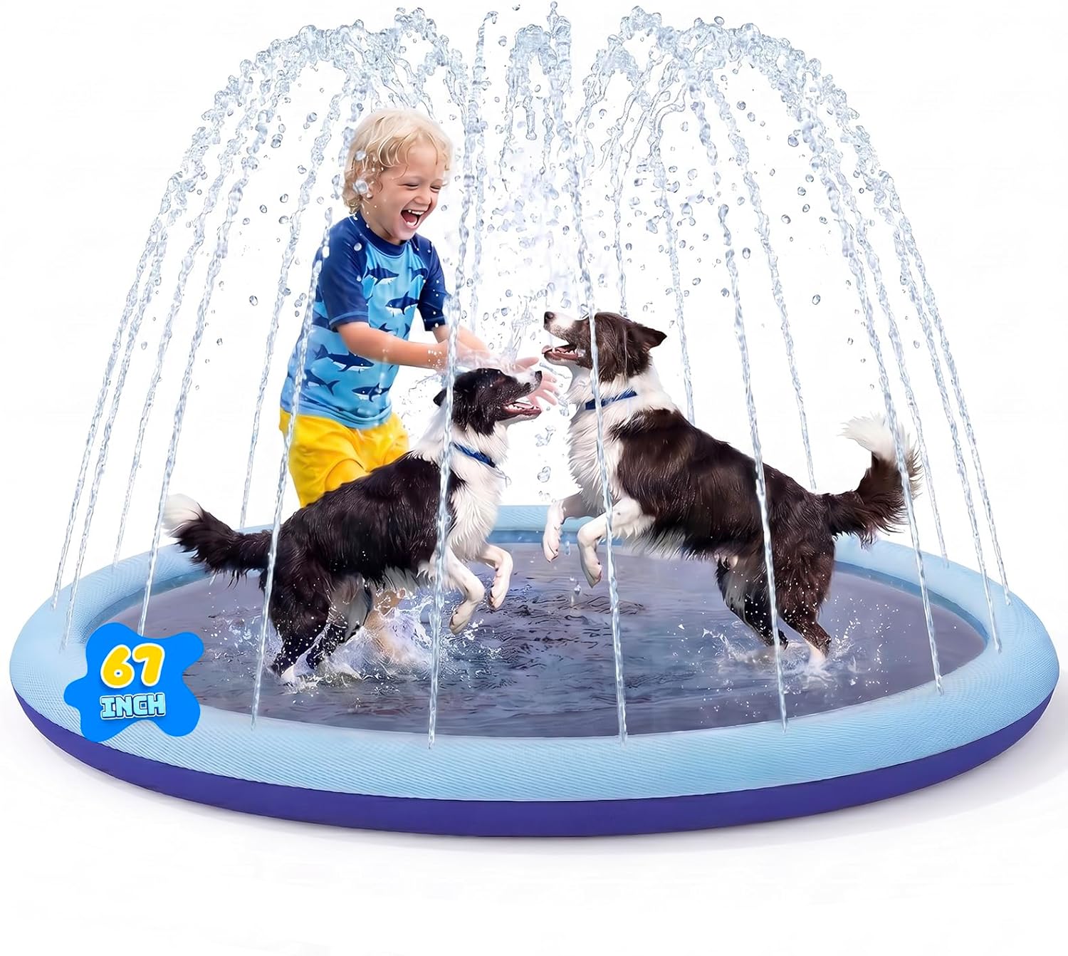 COMMOUDS Splash Pad for Kids and Dogs (67-Inch) – Non-Slip Outdoor Sprinkler Play Mat