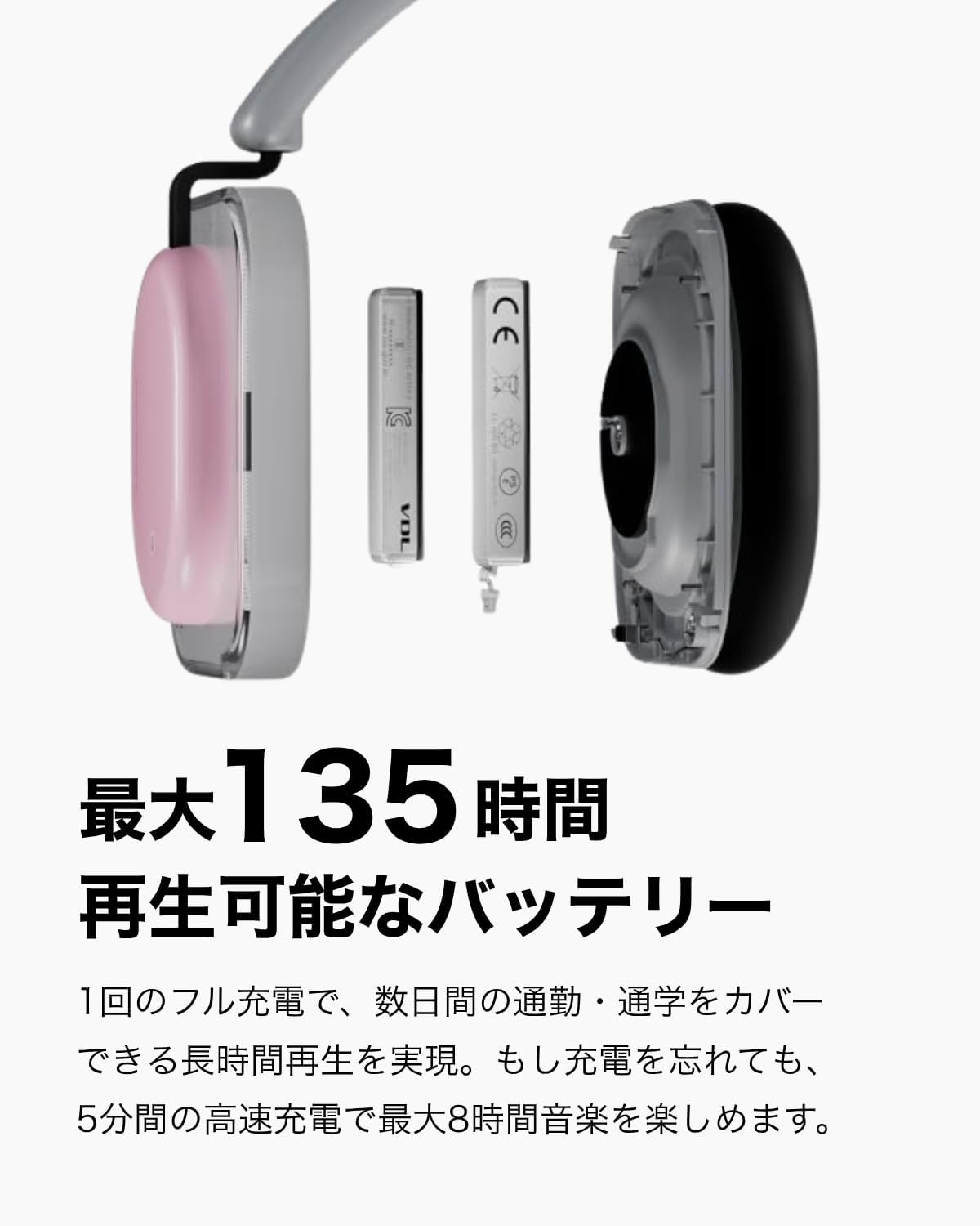 Detalle de Nothing Headphone (a) B186 ワイヤレスヘッドホン、最大135時間再生・アダプティブANC・LDAC対応