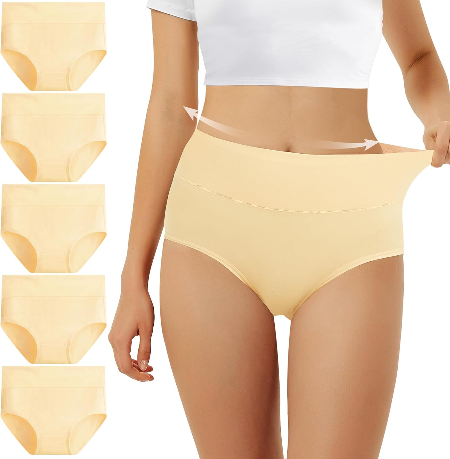 Thumbnail 6 de FALARY Damen-Unterhosen mit hoher Taille, 5er-Pack aus Baumwolle (Stretch, atmungsaktiv)