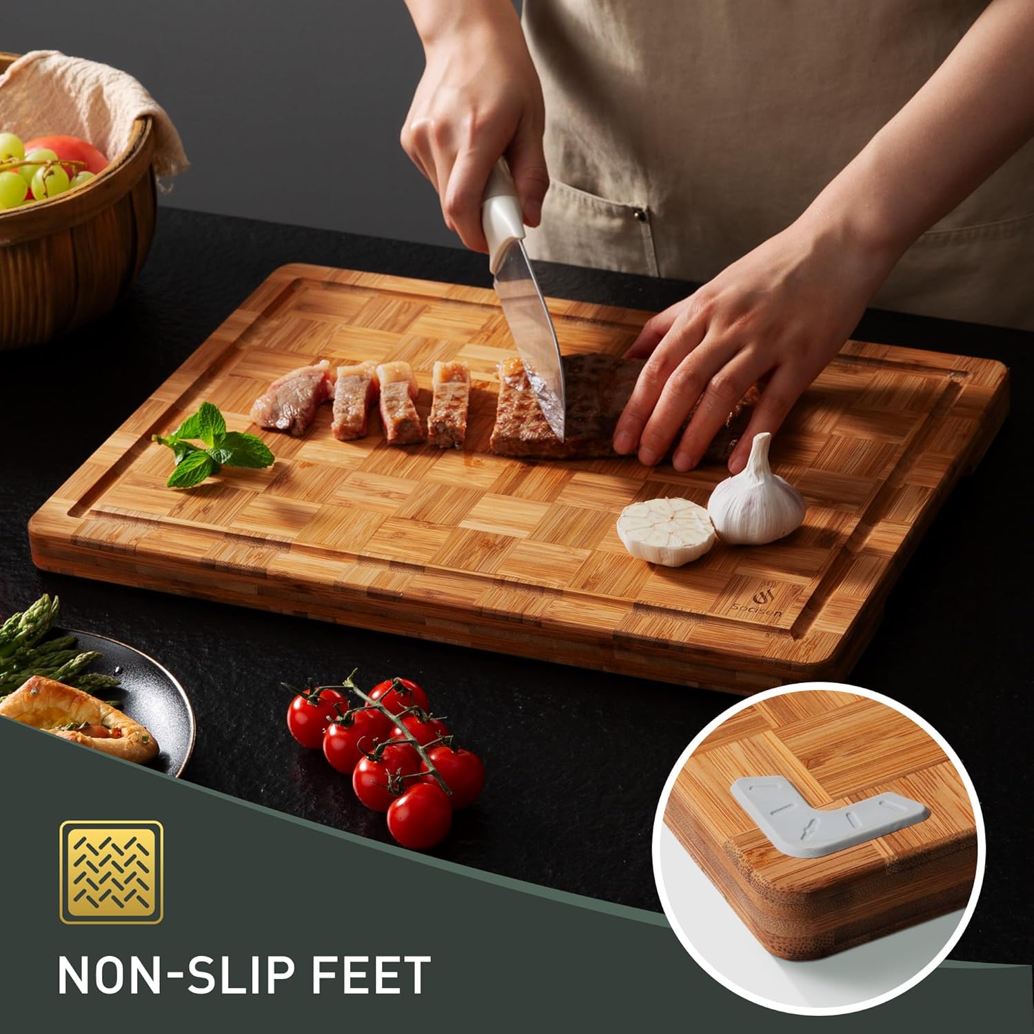 Detalle 2 de Socisen 3-Pack Bamboo Cutting Boards 5-Layer ๐ฝ