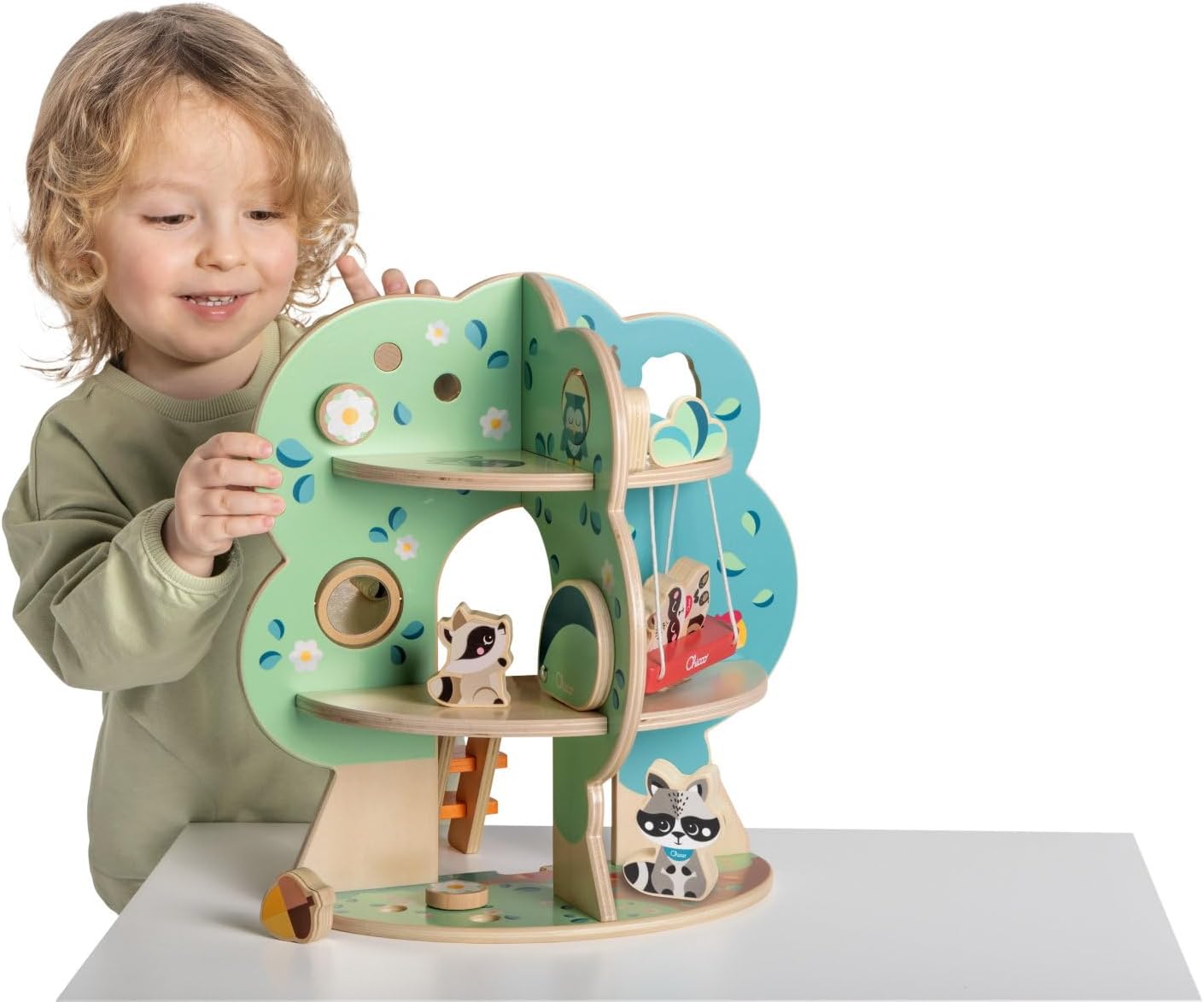 Thumbnail 3 de Chicco Playset en Bois, Arbre des Raton-Laveurs — Jeu Montessori à 2 Niveaux pour enfant 2+ ans