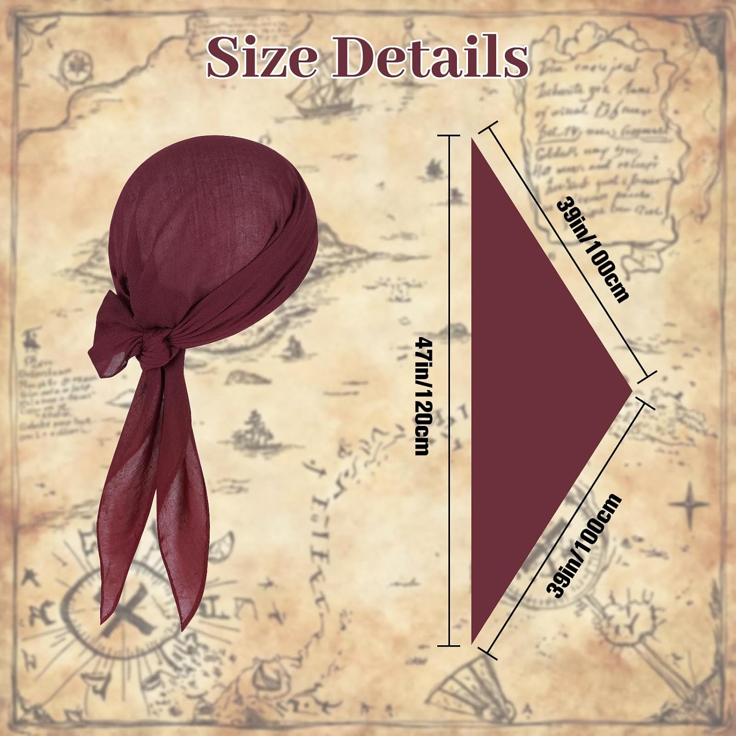 Thumbnail 3 de Two-Piece Satin Pirate Costume Accessories: Bandana and Sash