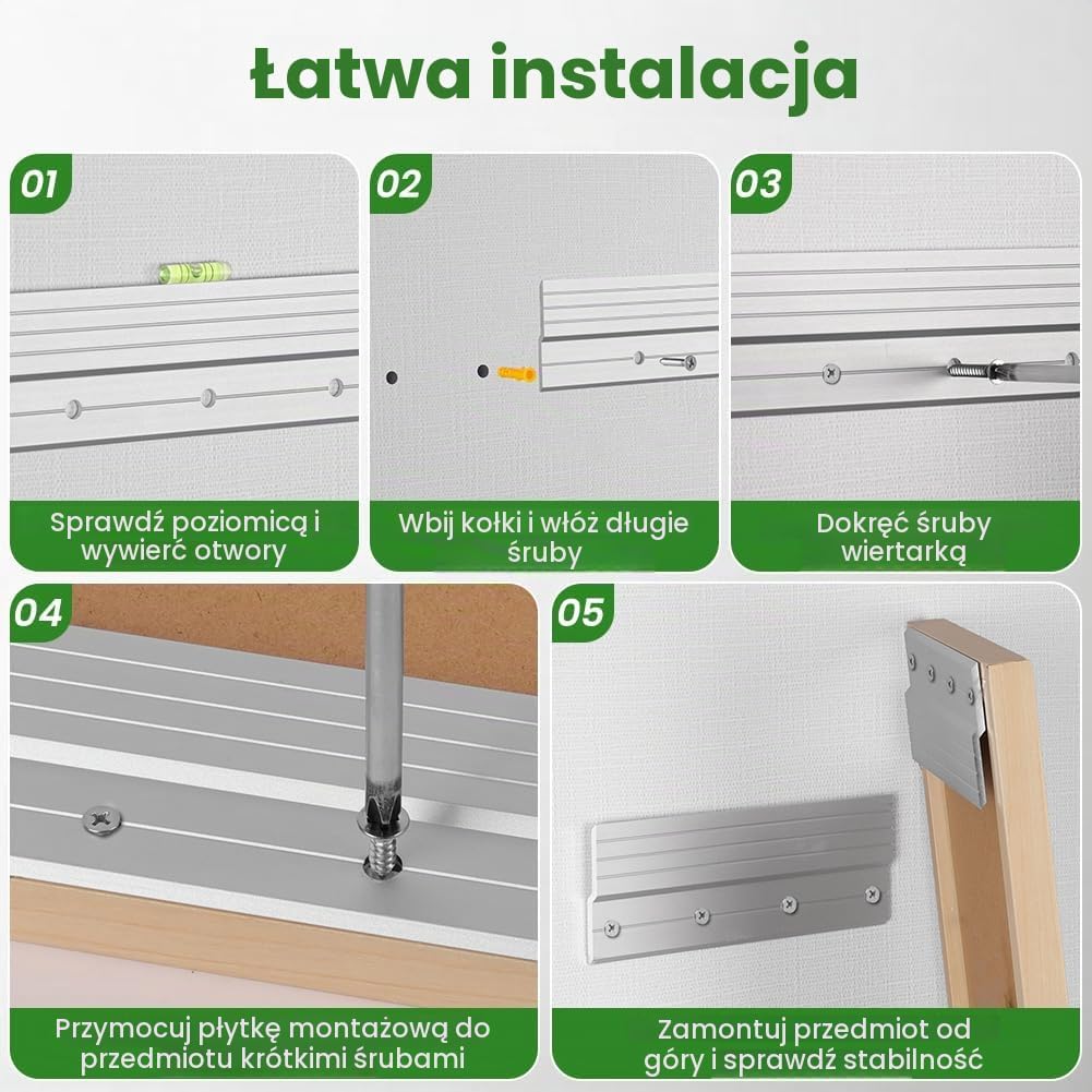 Detalle 1 de Ainiv aluminiowy wieszak francuski Z 30 cm, srebrny, nośność do 36 kg