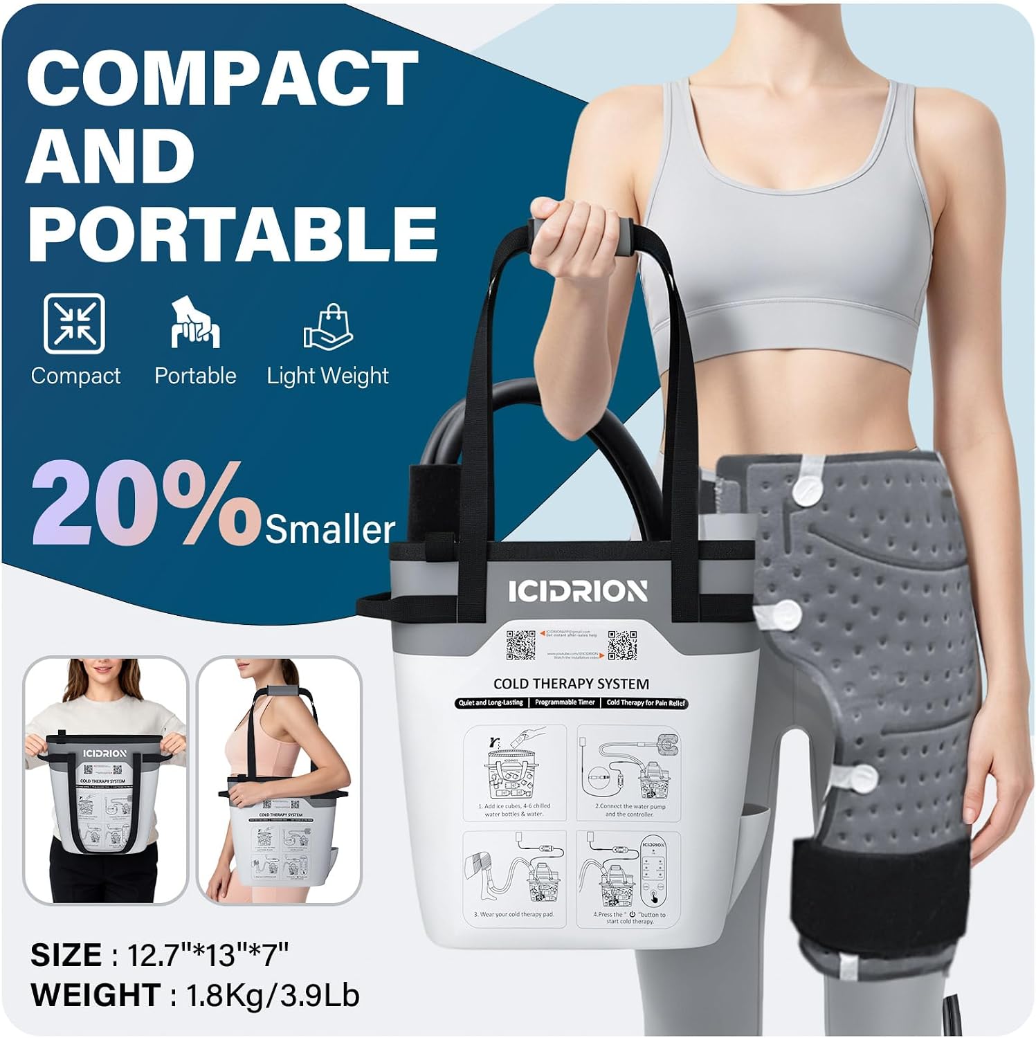 Thumbnail 6 de ICIDRION Programmable Hip Ice Therapy Machine with Timer and 12-Quart Tank