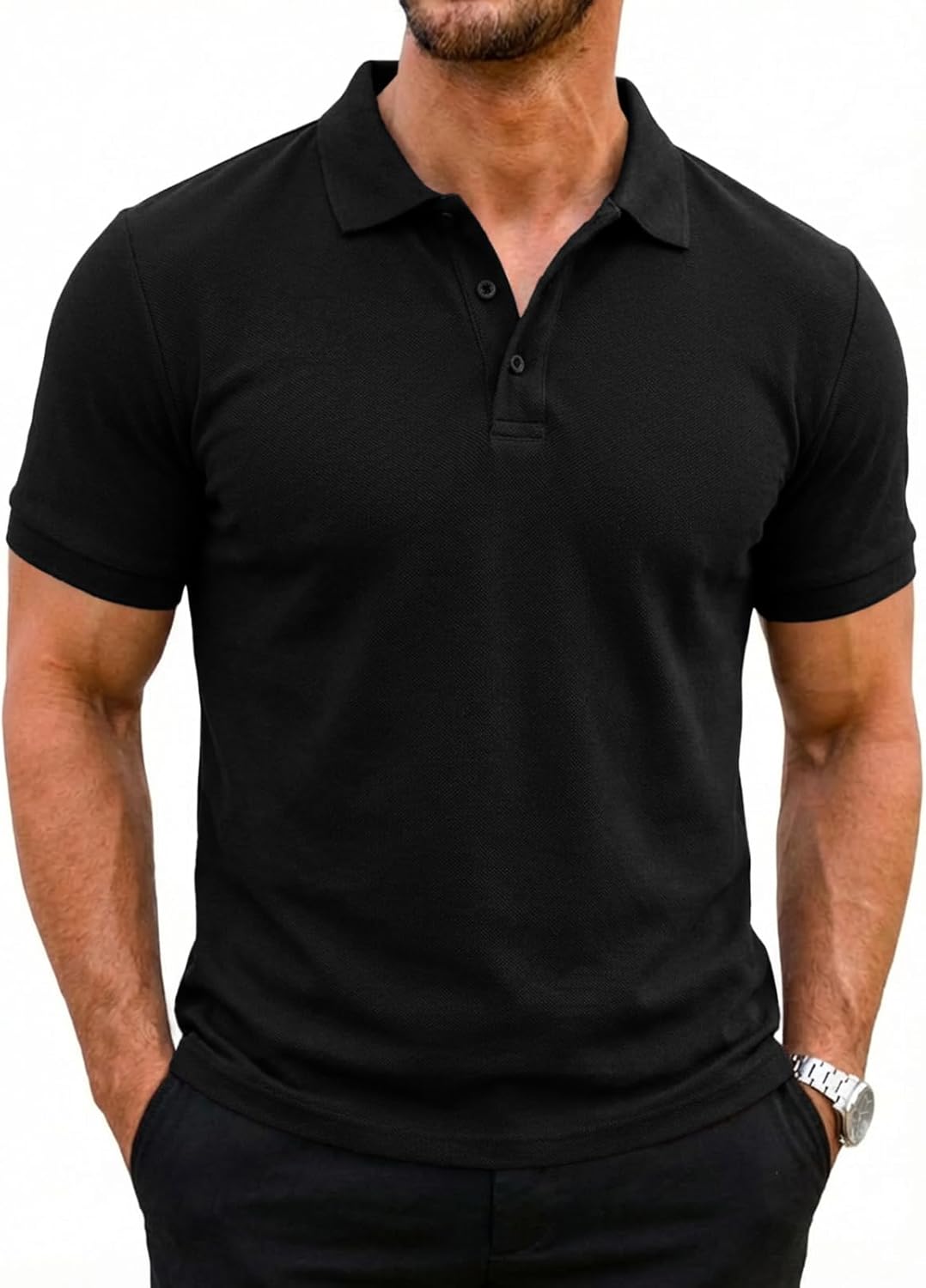 Detalle de Runcati Herren Poloshirts Kurzarm – Sommerkomfort im zeitlosen Polo-Stil
