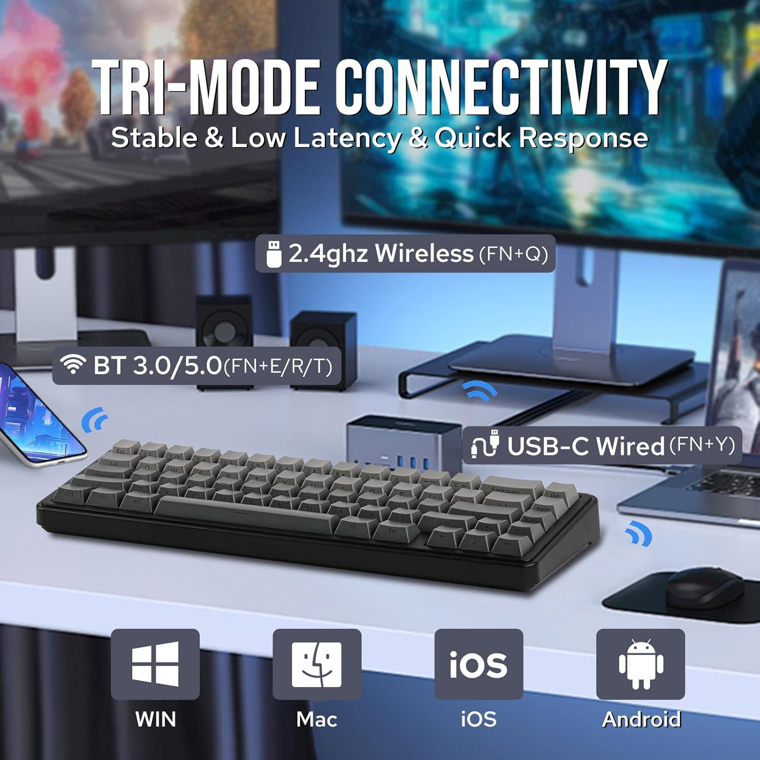 Thumbnail 2 de EPOMAKER x Aula F65 tastiera meccanica wireless 65% hot-swap con RGB BT/2,4 GHz e USB-C