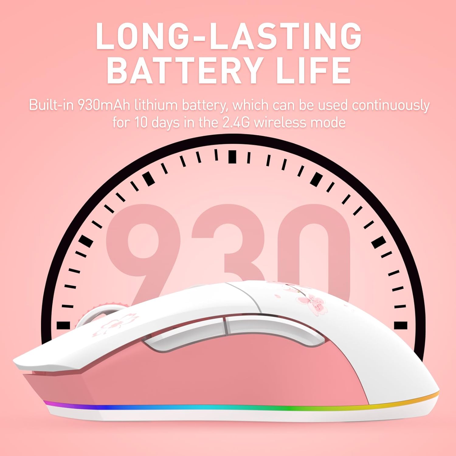 Thumbnail 6 de DAREU Sakura Pink Wireless Gaming Mouse 12K DPI