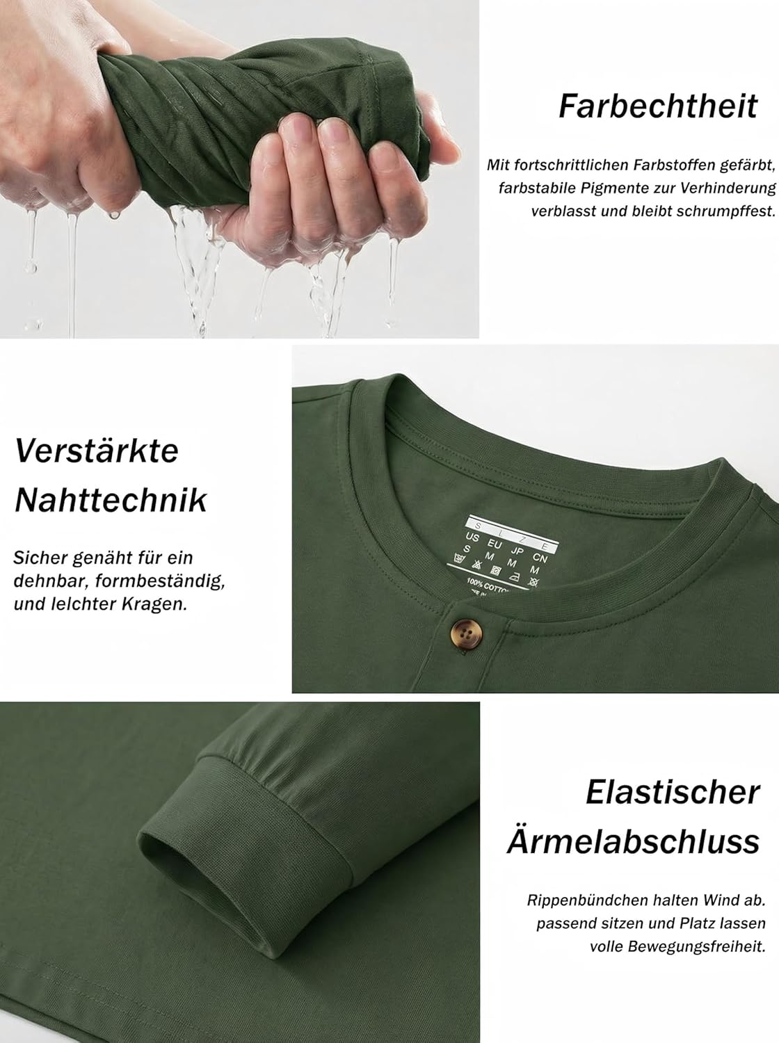 Thumbnail 4 de TACVASEN Herren Henley-Shirt aus Baumwolle mit Knopfleiste und Langarm (Regular Fit)