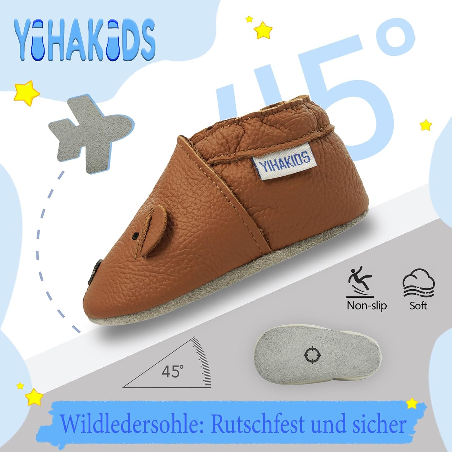 Thumbnail 2 de YIHAKIDS Weiche Leder Krabbelschuhe 0–24 Mon