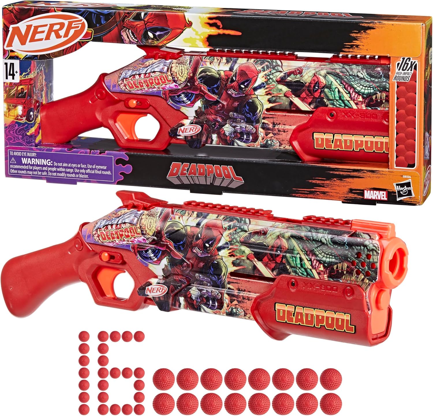 Thumbnail 4 de Nerf Marvel Deadpool Blaster 16-round pump-action blaster