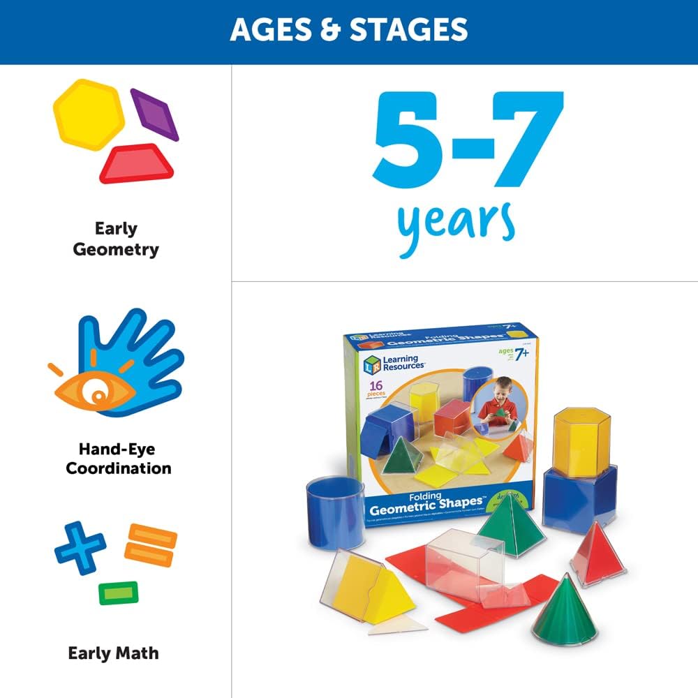 Thumbnail 5 de Learning Resources Forme Geometriche Pieghevoli Originali – Set 2D e 3D per Simmetria, Perimetro, Superficie e Volume (7+ anni)