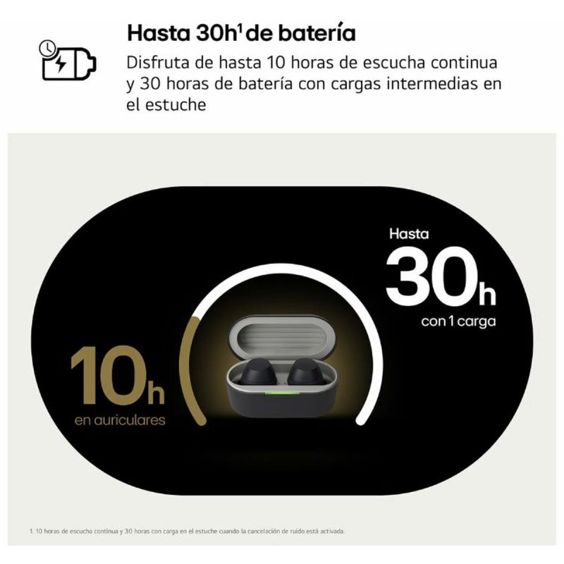 Detalle de LG xboom Buds: Auriculares Bluetooth con Cancelación Activa de Ruido (NC) – Negros