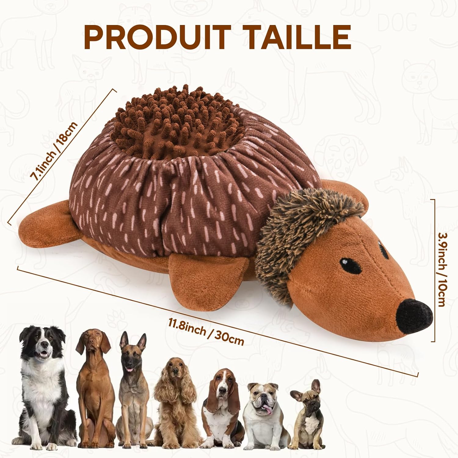 Detalle 2 de LIFLIX Jouet Interactif 2 en 1 pour Chien en forme de Hérisson – Tendre jouet peluche et renifleur