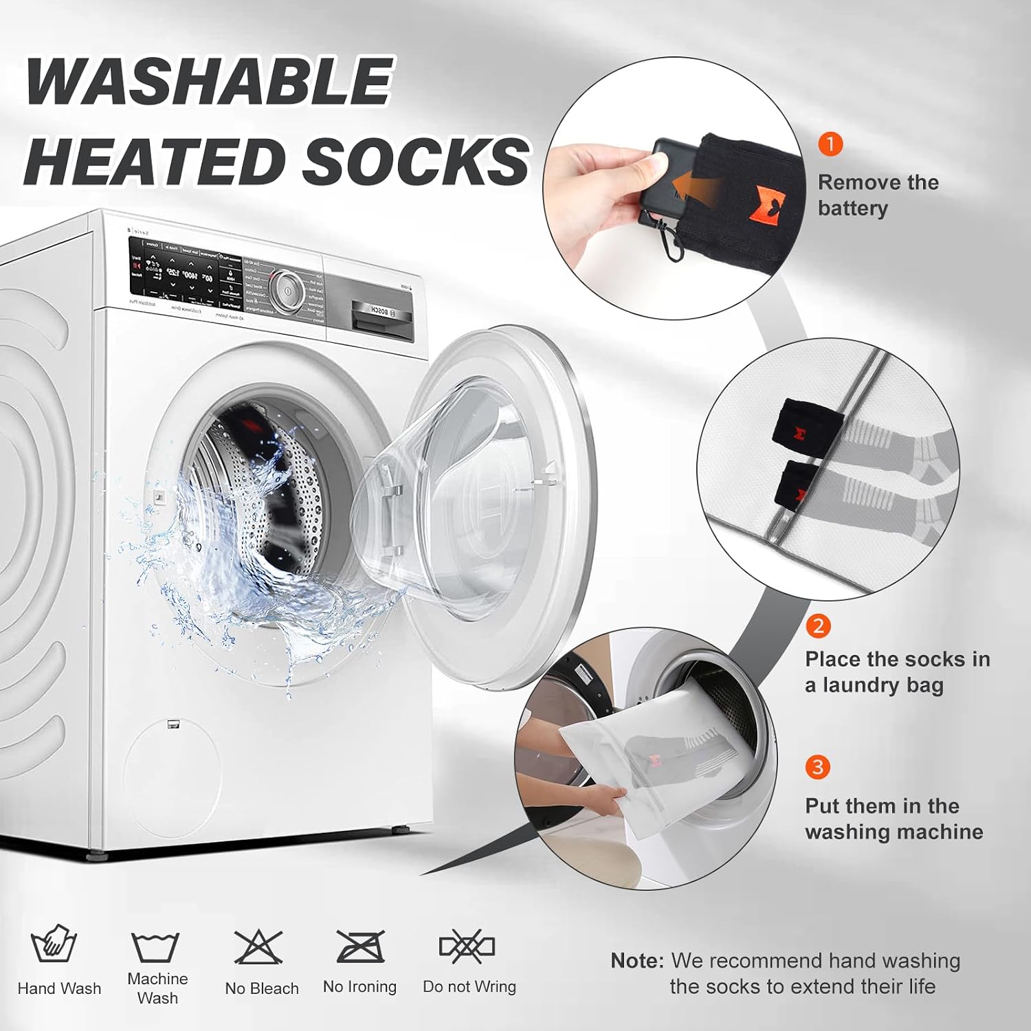 Detalle 2 de PEKWZIZ 2025-lisocks-black Heated Socks, 4 Heat Settings, Whole-Sole Heating