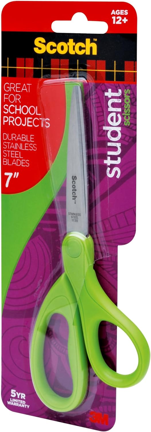 Detalle de Scotch 1407S-MIX 7-Inch Student Scissors, Stainless Steel Blades, 6-Pack
