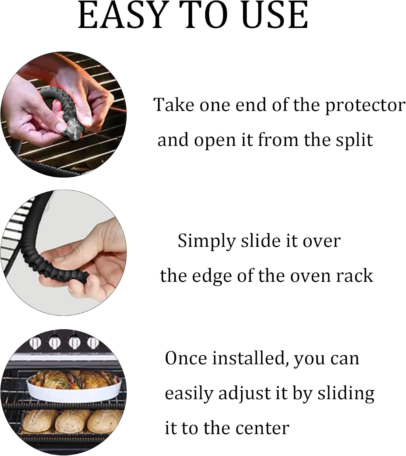 Detalle 2 de PDETVEO X1137 14-Inch Silicone Oven Rack Guards, 8-Pack, Black