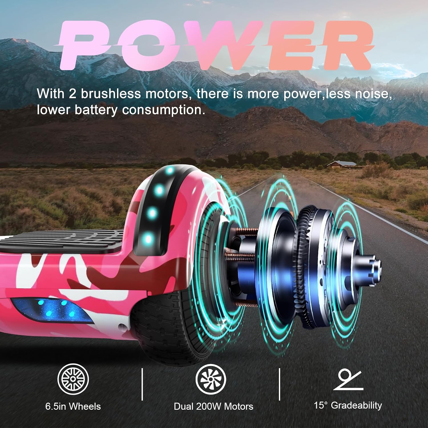 Detalle 2 de SISIGAD Hoverboard 6,5" con altoparlante Bluetooth