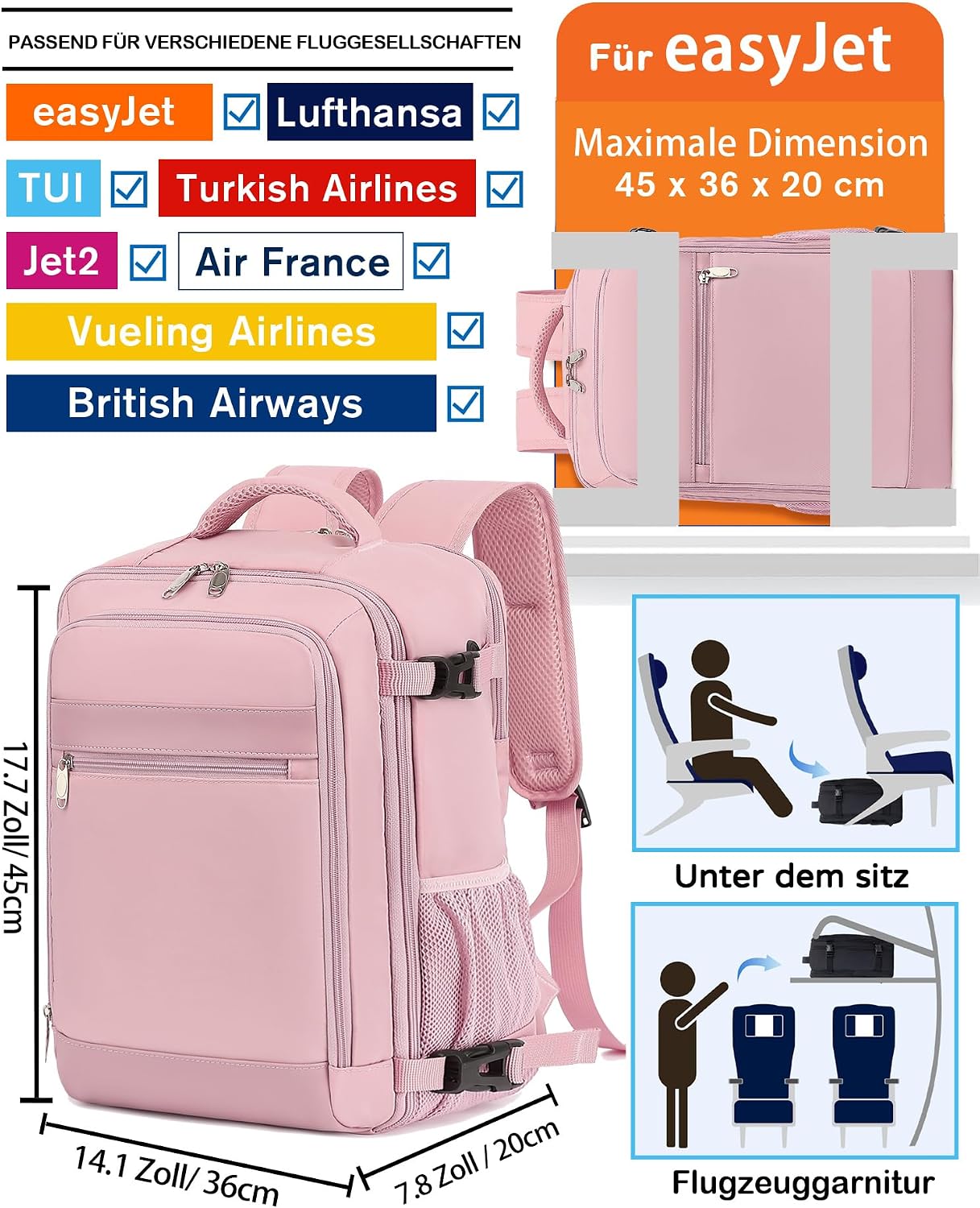 Thumbnail 1 de KLOSTAIN Handgepäck-Rucksack 45x36x20 30L