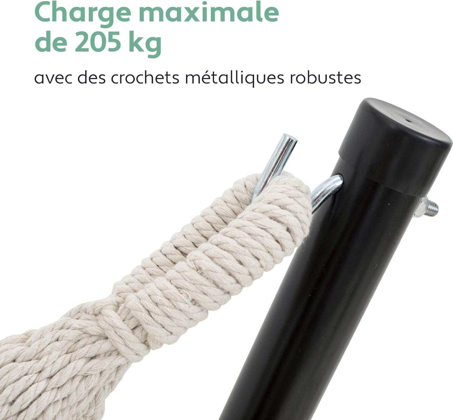 Detalle 2 de Vita5 Support de Hamac sur Pied avec Table d’Appoint – Cadre en Acier Revêtu et Charge 205 kg
