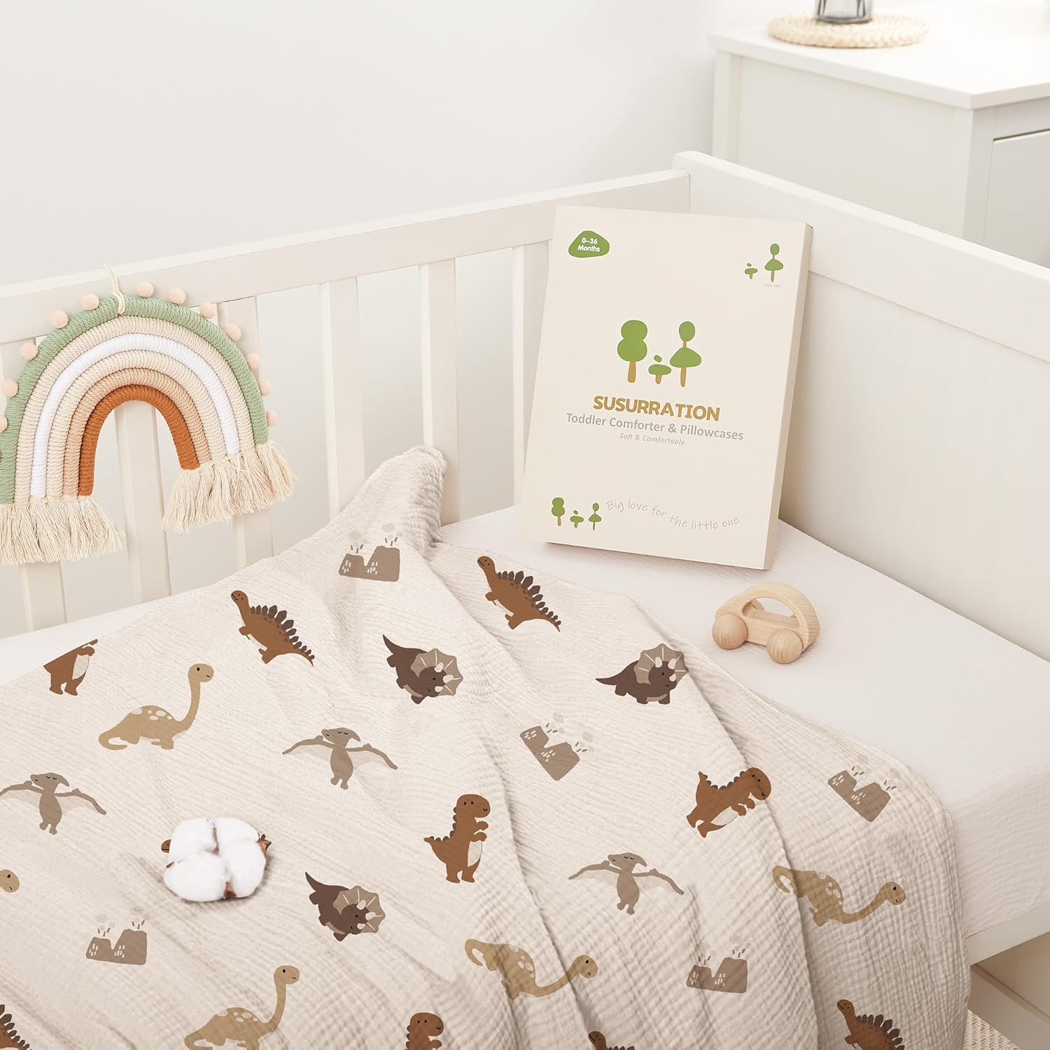 Thumbnail 3 de Susurration Bettwäsche-Set Olive: 2-teiliges Musselin-Babyset aus Baumwolle (100x135 + 40x60) – Unisex
