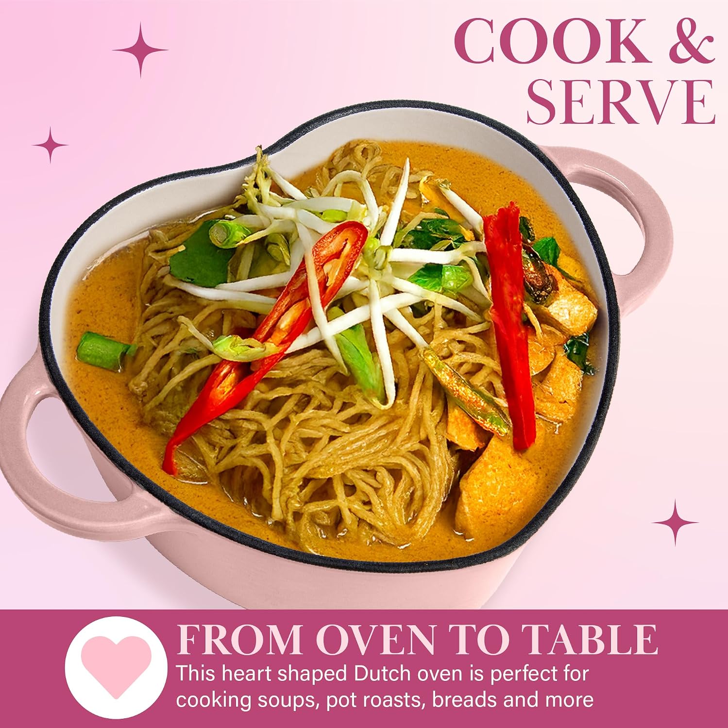 Detalle 2 de Paris Hilton Heart-Shaped Dutch Oven 4-Quart 🍲