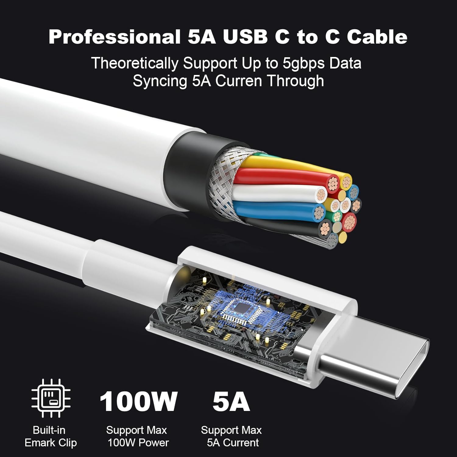 Detalle de iPhone Charger Fast Charge USB C Plug 100W with 100W USB-C Cable & Lightning Cable – UK 3-Port Multi-Charger
