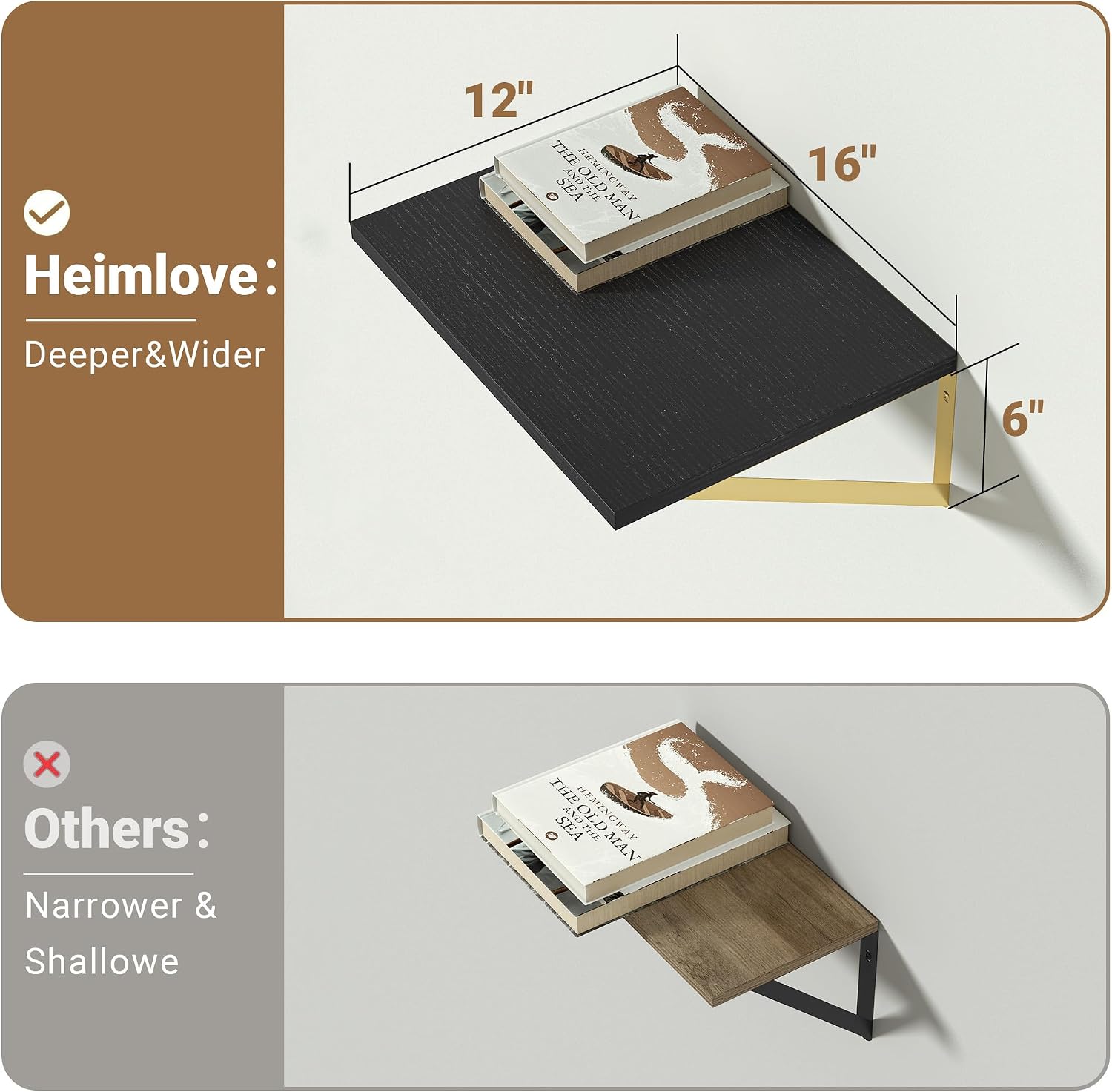 Detalle de Heimlove floating shelves 16 x 12 inches