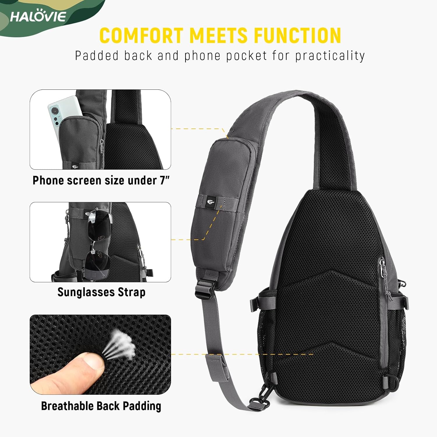 Detalle 1 de HALOVIE Anti Diebstahl Brusttasche 600D