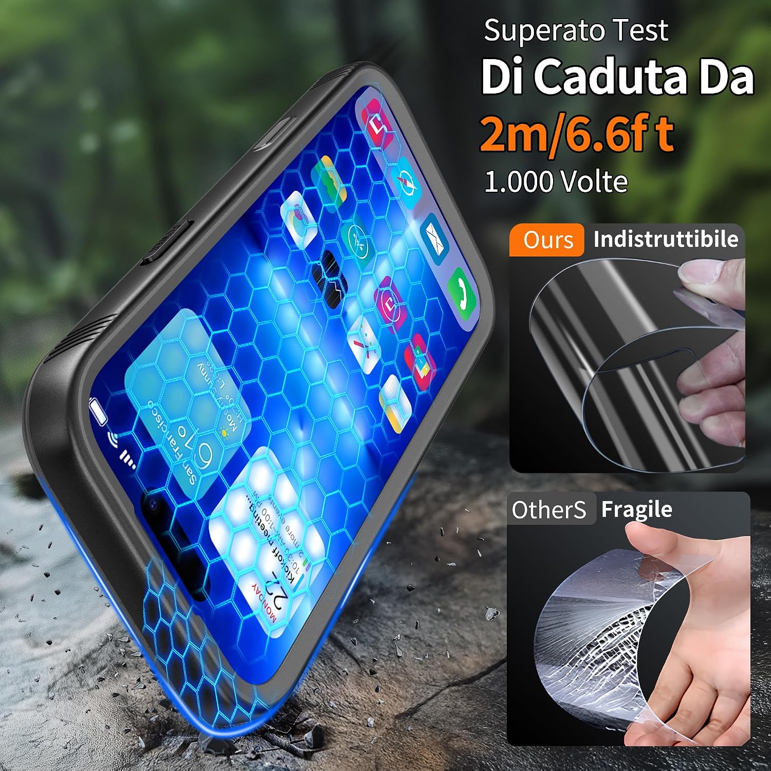 Detalle de Cozycase Cover TOP Antiurto IP68 per iPhone 17 Pro Max – Custodia rugged impermeabile