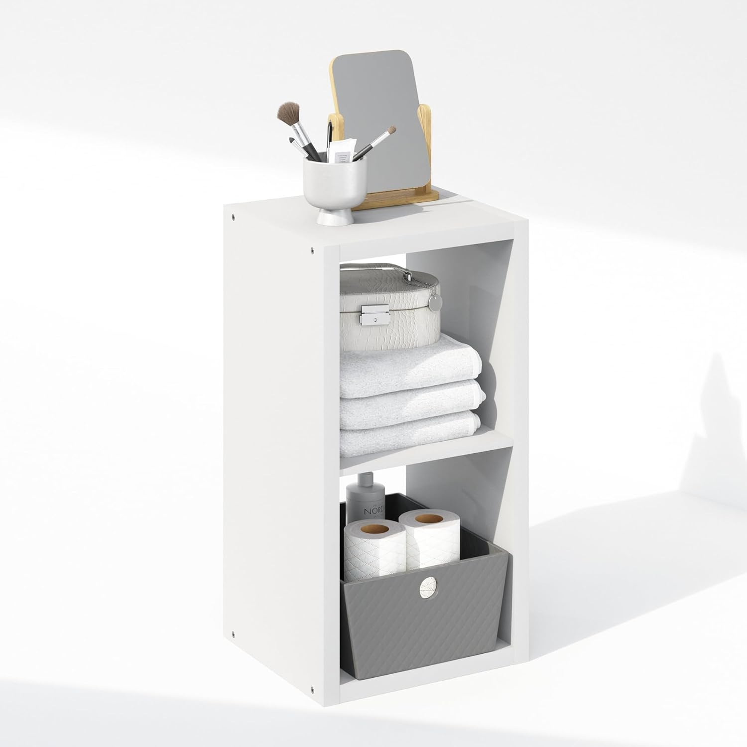 Detalle 2 de Furinno Cubic Scaffale Organizzatore Multiuso Aperto per Abbigliamento e Armadio, 2 Cubi, Bianco