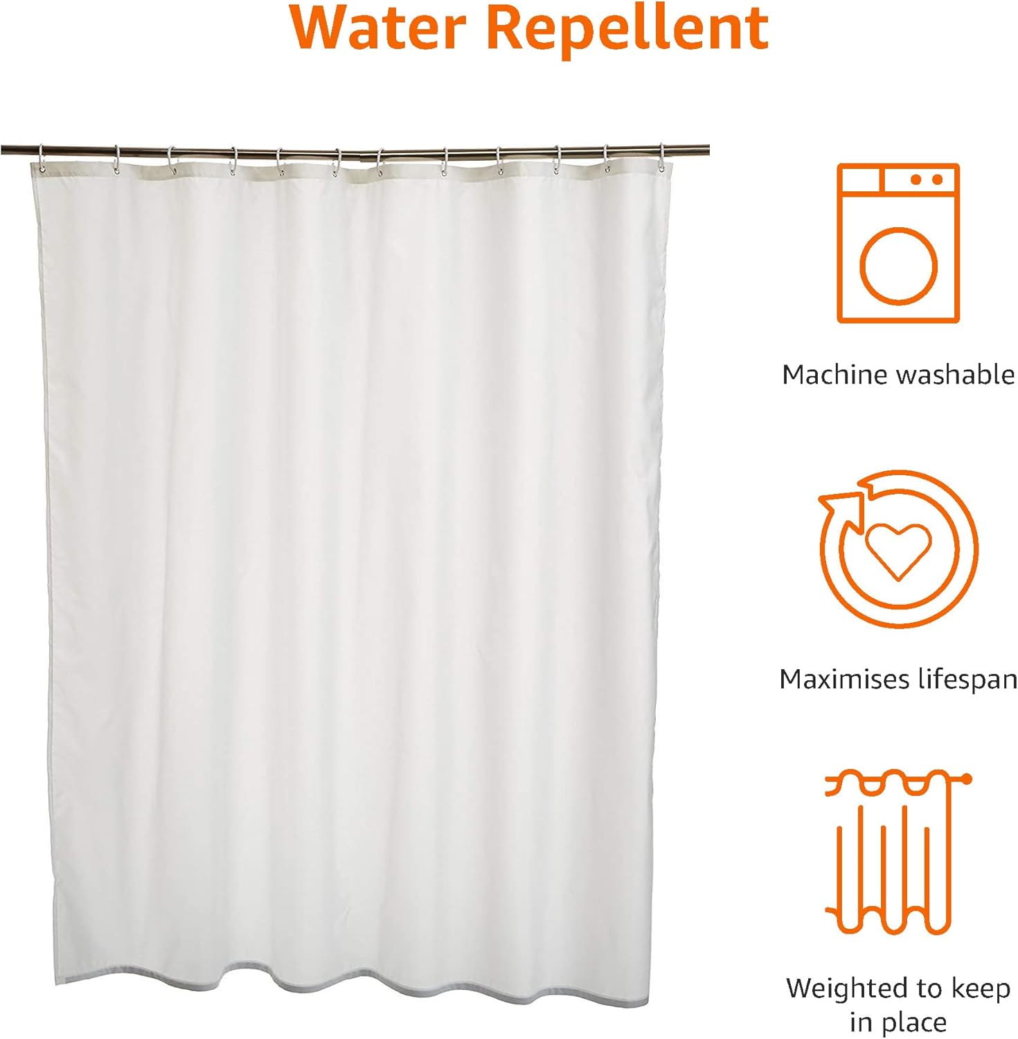 Detalle 2 de Amazon Basics Shower Curtain 180×200 cm