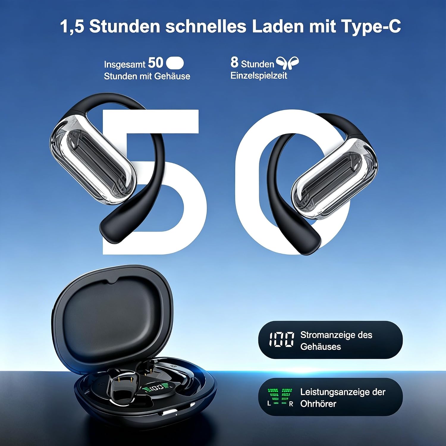 Detalle de KI Übersetzer Kopfhörer Bluetooth 6.1 4-in-1: Echtzeitübersetzung, Musik & Kommunikation