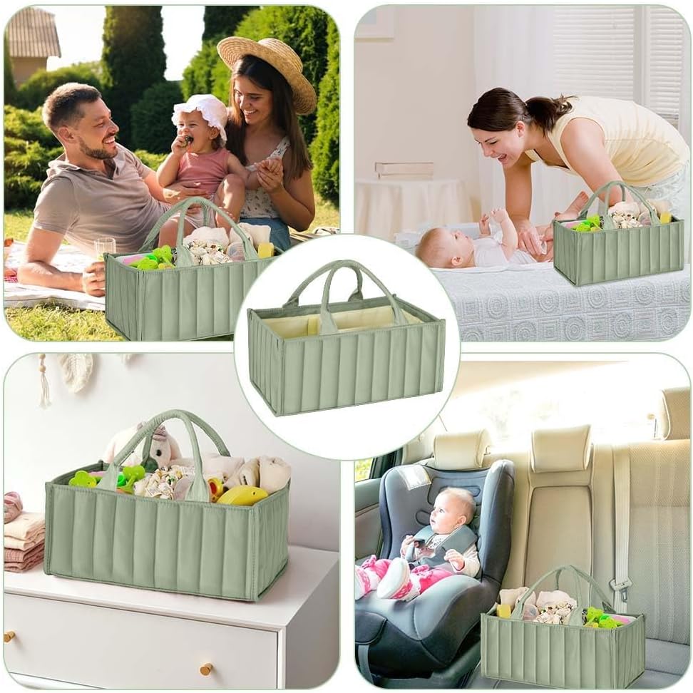 Detalle de HAGOT Organisateur de Couches Bébé – Panier de Rangement en Feutre avec Compartiment Amovible