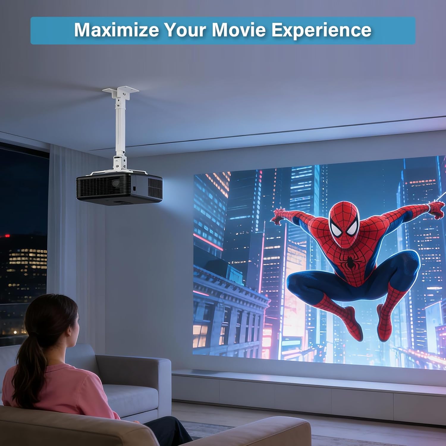 Thumbnail 5 de Vphom Universal Projector Mount Ceiling/Wall – 3-in-1 Bracket with Extension Pole & Cable Ties